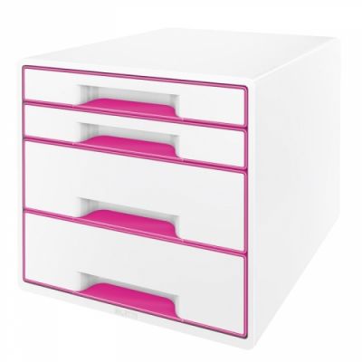 Sahtliboks 287x270x363mm 4-sahtliga Leitz WOW Desk Cube, läikiv, valge-roosa