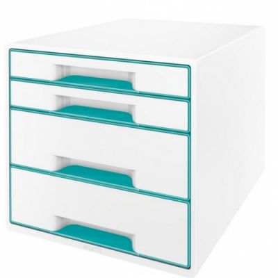 Drawer Cabinet 287x270x363mm Leitz WOW Desk Cube Leitz 4-drawer glossy white-ice blue