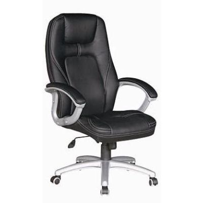 Driver's chair ATLANTA 5102 with armrests / black faux leather PU, plastic base, metallic