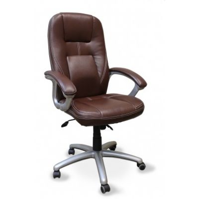 Driver's chair ATLANTA 5145 with armrests / brown imitation leather PU, base plastic, metallic