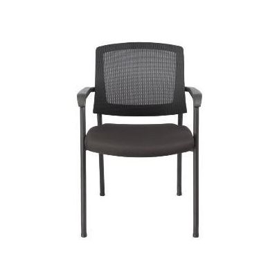 Customer chair MIRO-1-P with armrests, black backrest / black fabric + black round tube
