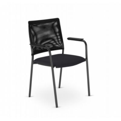 Customer chair INTRATA V-32-FL with armrests, black backrest / black or orange fabric, lower.