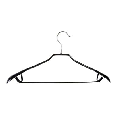 Hanger 63051, metal, non-slip rubber PVC cover, narrow / black