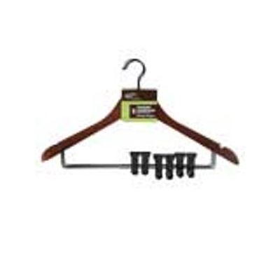 Hangers wood + pliers 60485, 3 pcs set / brown wood