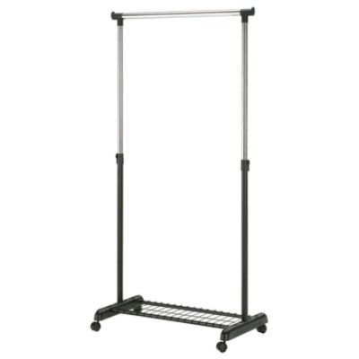 Clothes rail FRANK with shoe shelf 12983, with wheels, L-83xK93,5-168xS-43cm / black-chrome