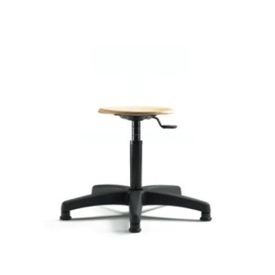 Office chair / work chair LABORI without backrest, H40-56cm, seat D-32cm, with wheels / lacquered plywood + black