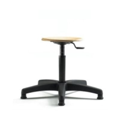 Office chair / work chair LABORI without backrest, H40-56cm, seat D-34cm, with wheels / black imitation leather + black