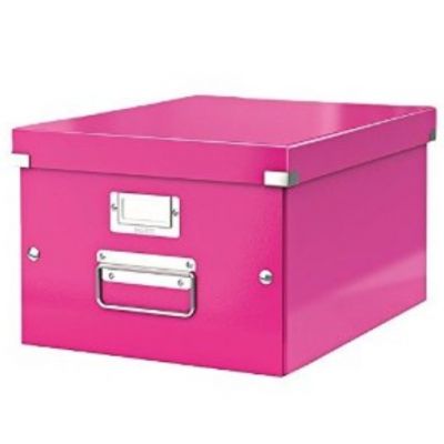 Hoiukarp kokkupandav Leitz WOW Click&Store roosa, Medium 281x200x370mm (A4), lam.kartong