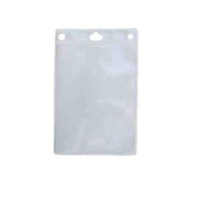 Kaardihoidja PVC-tasku 54x86mm (67x107välismõõt), vertikaalne, riputusaasaga