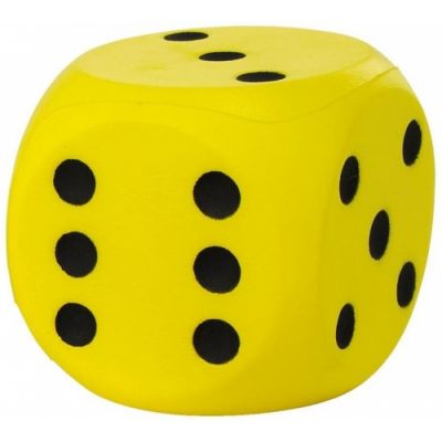 Dice, foam rubber, rubber surface, 16 x 16 cm