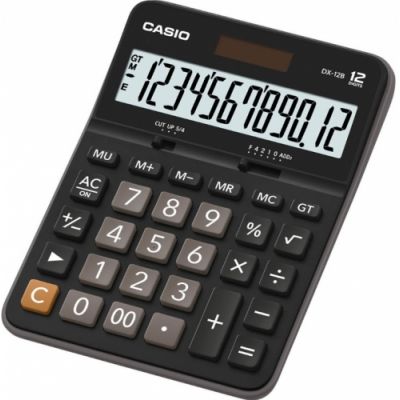 Desktop calculator Casio DX-12B 12-digit, standard and solar battery, 180gr, 33.2x129x175.5mm, Standard logic