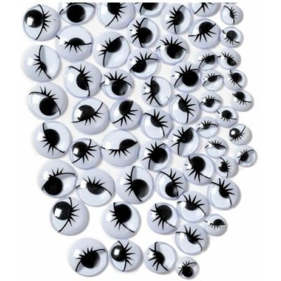 Handmade eyes with drawn lashes, 140 pcs, 3 sizes