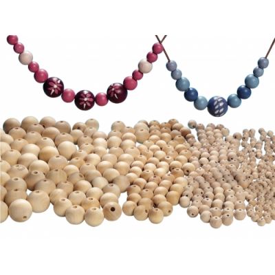 Wooden pearls, 20 mm, opening 4 mm, 100 pcs