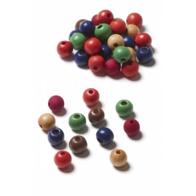 Wooden pearls, D 10 mm, 200 pcs, assorted colors