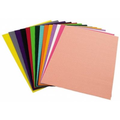 Corrugated cardboard, assorted colors, 15 sheets, 350x500 mm
