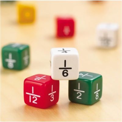Dice with fractions, 6 pcs in a set