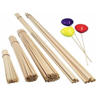 Wooden sticks round, D 4 mm, length 40 cm, 50 pcs