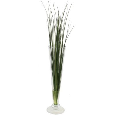 Artificial flower GRASS Bouquet in a glass vase / green 54cm