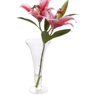 Artificial flower LIILIA STAR in a glass vase / red purple 53cm