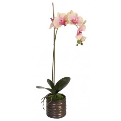 Artificial flower ORCHID x1 in pot / yellow flower 65cm