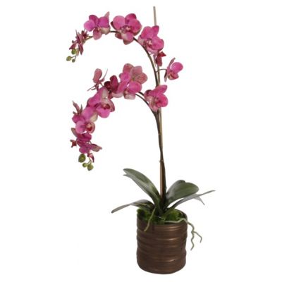 Artificial flower ORCHID x2 in pot / red flower 75cm