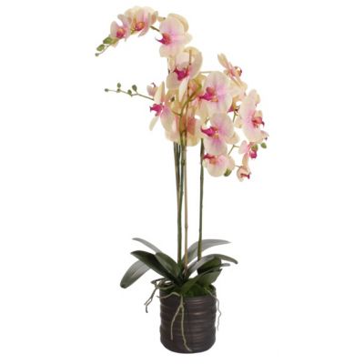 Artificial flower ORCHID x3 in pot / yellow flower 90cm