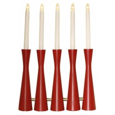 Advent candle MIDJA with 5-LED light, H-42cm, indoor / dark red