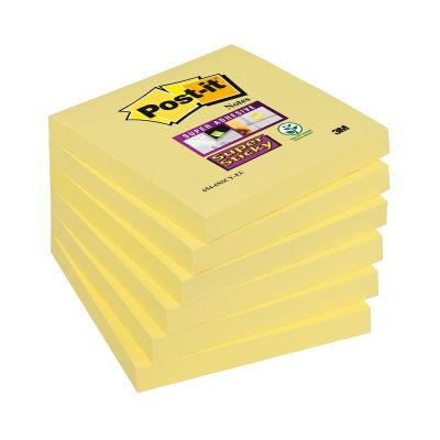 Märkmepaber iseliimuv POST-IT 654SC6 Super Sticky kollane,76x76mm (pakis 6*90l.)