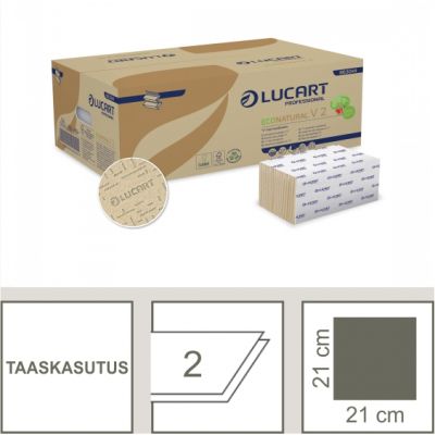 Towel Lucart EcoNatural V2 2-ply, 190 sheets / pack (sheet size 21x21cm)