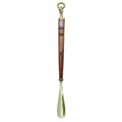 Shoehorn, X-long, brass/wood, L: 62cm