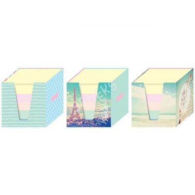 Notepad 90x90x90 mm, pastel colors, cardboard box Interdruk