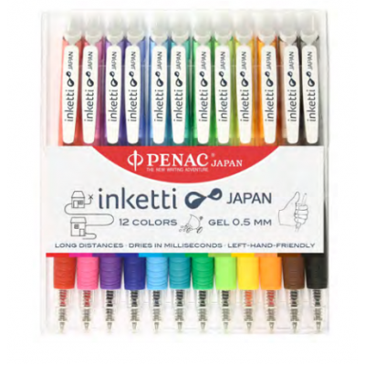 Gel pen Penac CCH-10 INKETTI 0.5 mm, with click, 12 colors / pack