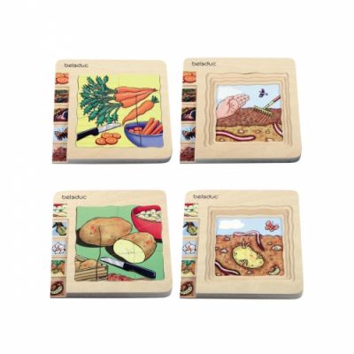 Puzzle Carrots and Potatoes, wooden, 14.5 x 14.5 cm, 4+