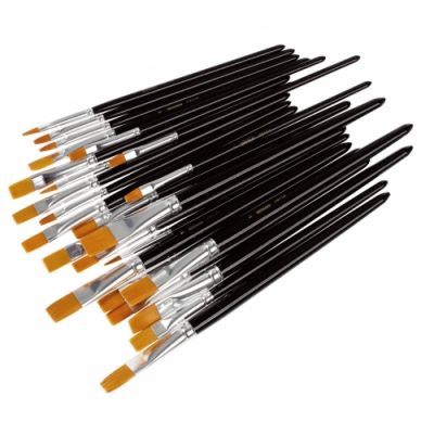 Brush flat, synthetic, lacquered handle, no. 6,10,14, block 25 pcs