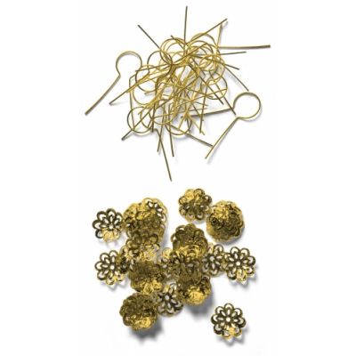 Hanging loops and decorations gold, 50 pcs