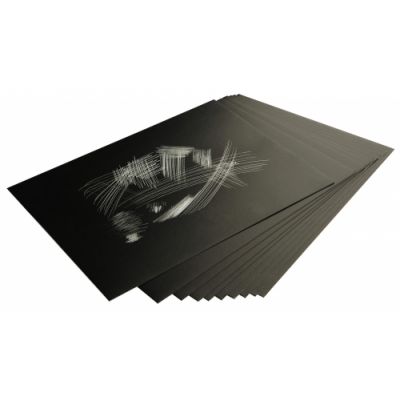 Scratch cardboard 30 x 22 cm, silver, 10 sheets