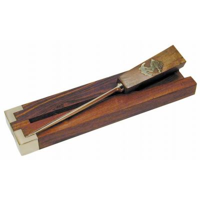 Letter-opener, wood/brass, 21x5x1,5cm