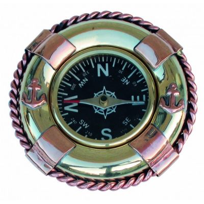 Compass - Lifebelt, brass/copper, Ø: 6,5cm
