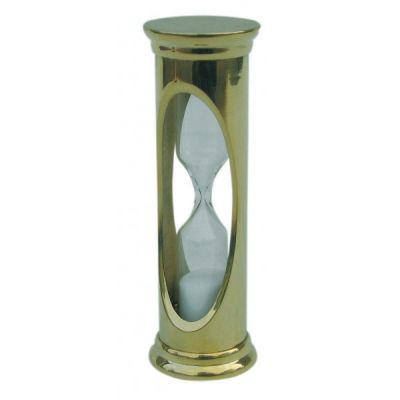 Sandtimer, brass, about 3mins., H: 9cm, Ø: 3cm