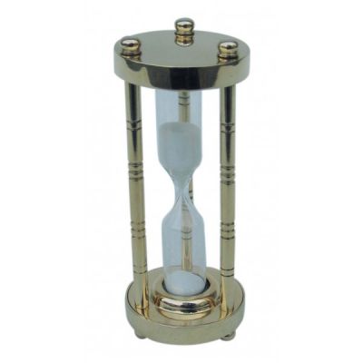 Sandtimer, 3 columns, brass, about 3mins., H: 10cm, Ø: 4cm