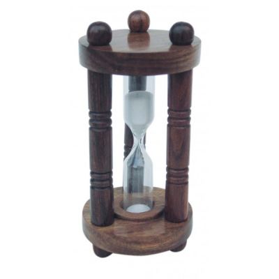 Sandtimer, 3 columns, wood, about 3mins., H: 10,5cm, Ø: 5cm