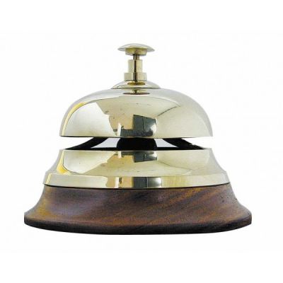 Desk Bell, brass with wooden base, Ø: 13cm