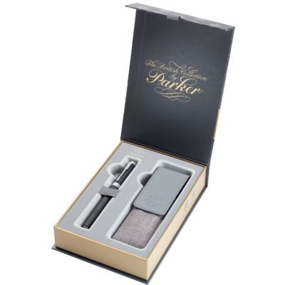 Gift set Parker Ingenuity Premium Black CT + Pen Pouch, roller ball Parker5th + pen