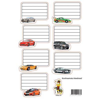 Booklet sticker, with cars