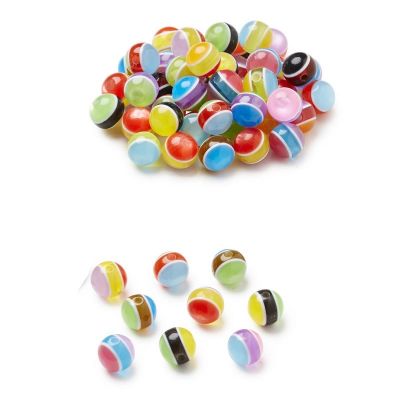 Pearls striped round, d 8 mm, opening 1 mm, approx. 300 pcs
