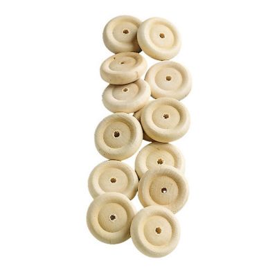 Wooden turned wheels, d 34 mm, 100 pcs