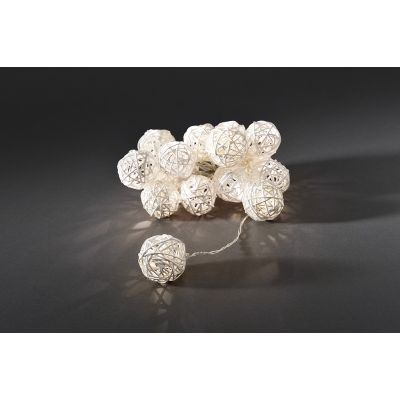 Light chain, 16 white braided balls with 16 ww LED light 300cm