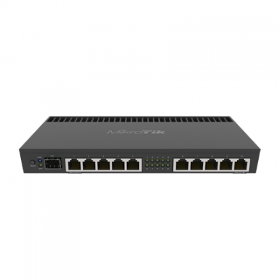 Mikrotik Wired Ethernet Router RB4011iGS+RM, Quad-core 1.4Ghz CPU, 1GB RAM, 512 MB, 1xSFP+, 1xSerial console port, PCB Temperature and Voltage Monitor, IP20, Cage and Desktop Case with Rack Ears, Rou