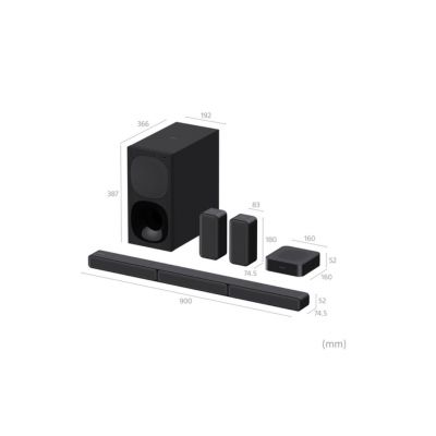 Sony | HT-S40R 5.1ch Home Cinema Soundbar with Wireless Rear Speakers | Black | No | USB port | Wi-Fi | Bluetooth | Wireless connection