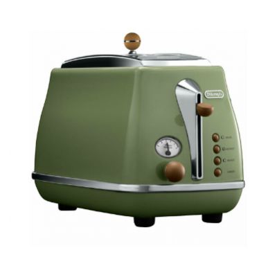 DELONGHI Icona Vintage Toaster CTOV 2103.GR 900W, Stainless steel, Crumb tray, Defrost, Green